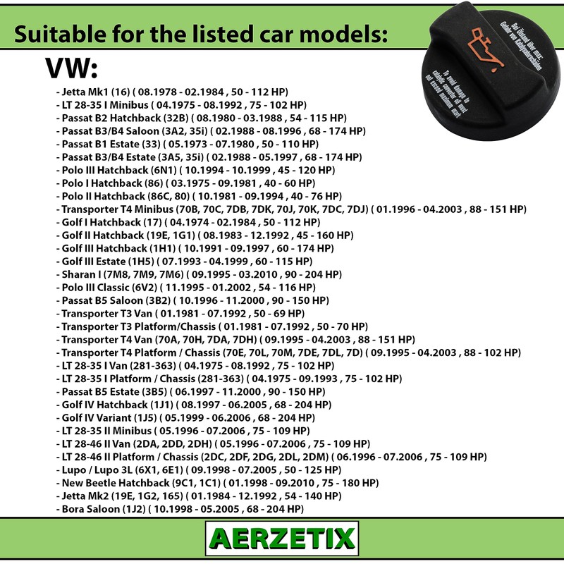 AERZETIX - C40102 - Öleinfülldeckel - kompatibel mit - 06A103485F/C