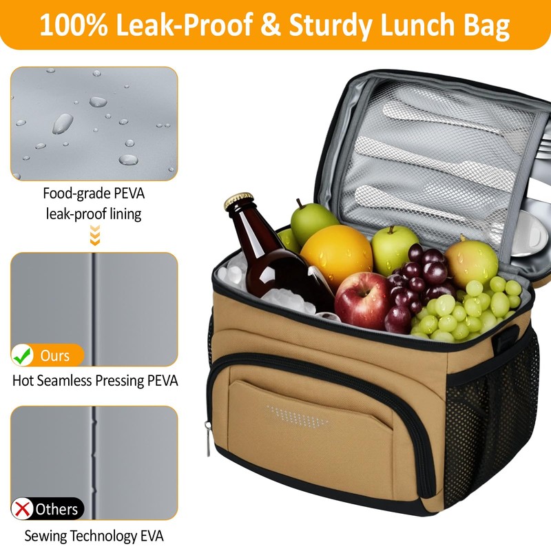 Vankor Insulated Lunch Bag for Men Women, Reusable Lunch Box