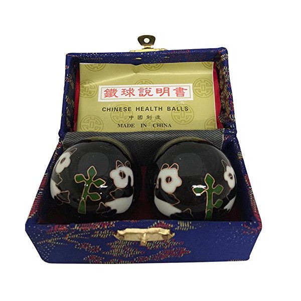 Baoding Balls Chinese Health Massage Exercise Stress Balls -Black Panda #2