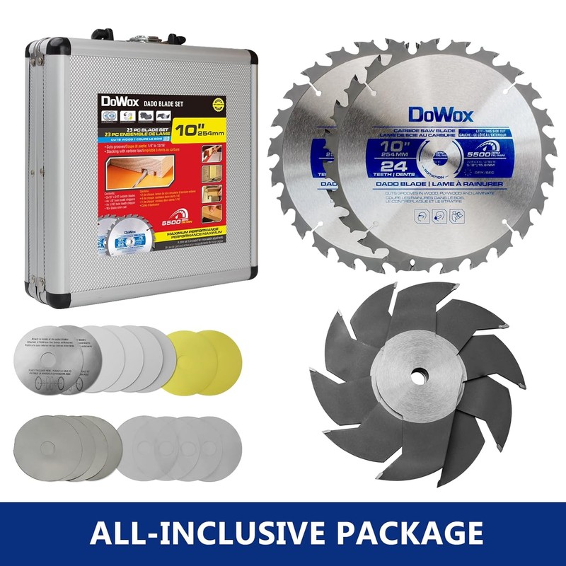10" Carbide Stacked Dado Saw Blade Set, Pro Dado Set