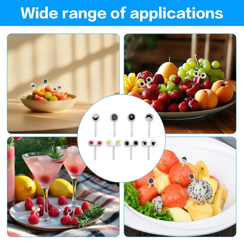 Pack of 200 Fruit Forks Children, Mini Eyes Fruit Forks,