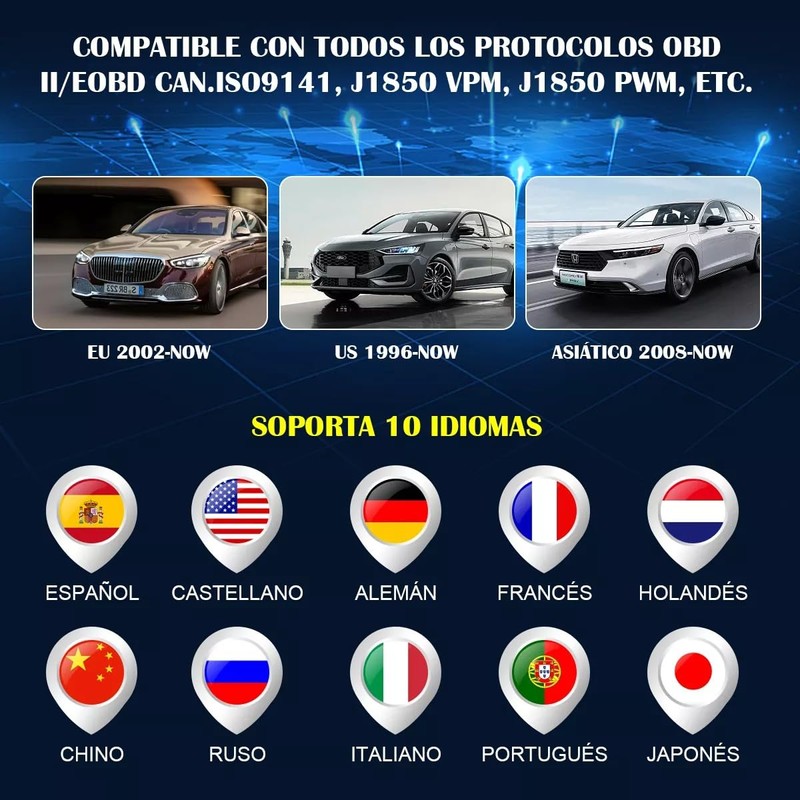 JZZB OBD2 Profesional Scanner para Auto 35901 Códigos Avería, Escáner