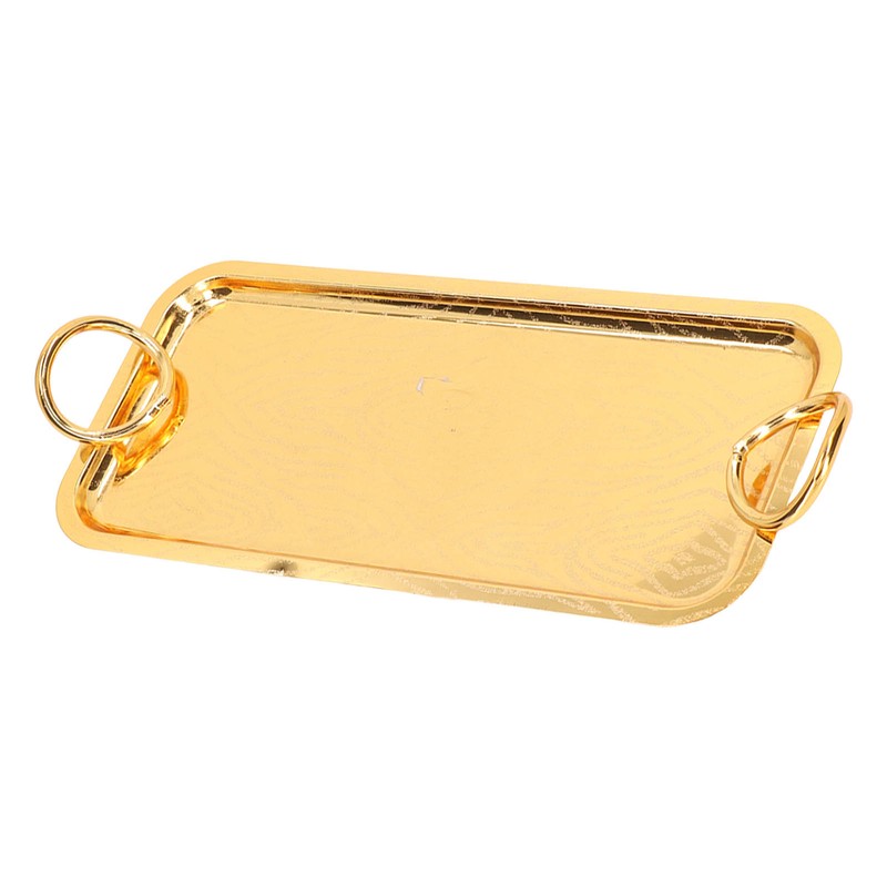 Rectangular Tea Cup Tray Gold Fruit Food Storage Tray with