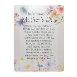 Graveside Memorial Card Remembrance Verse Plastic Coated Grave Graveside Card - 120 x 165 mm (In Memory on Mother's Day 7646)