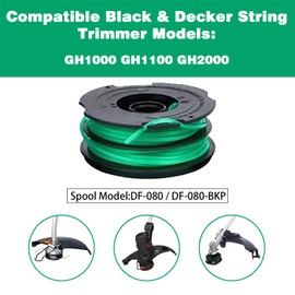 Cilivo DF-080 Part Compatible with Black and Decker GH1000 GH1100 GH2000 Electric String Trimmer Lawn Edger,DF080 DF-080-BKP Dual Line Edger Parts 30ft 0.080" Dual Auto-Feed Spool 3-Pack
