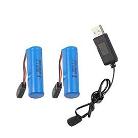 TOLLCY 2 Rechargeable Li-Po Batteries for TR11 TR10 Remote Control Boat with USB Charging Cable