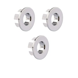 Sink Basin Trim Overflow Cover Brass Insert in Hole Round Caps Chrome 3 PCS