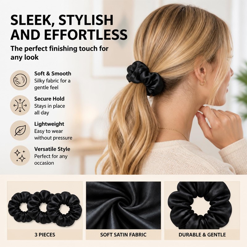 Braided Headband Set - Braided Headband - Satin Scrunchie -