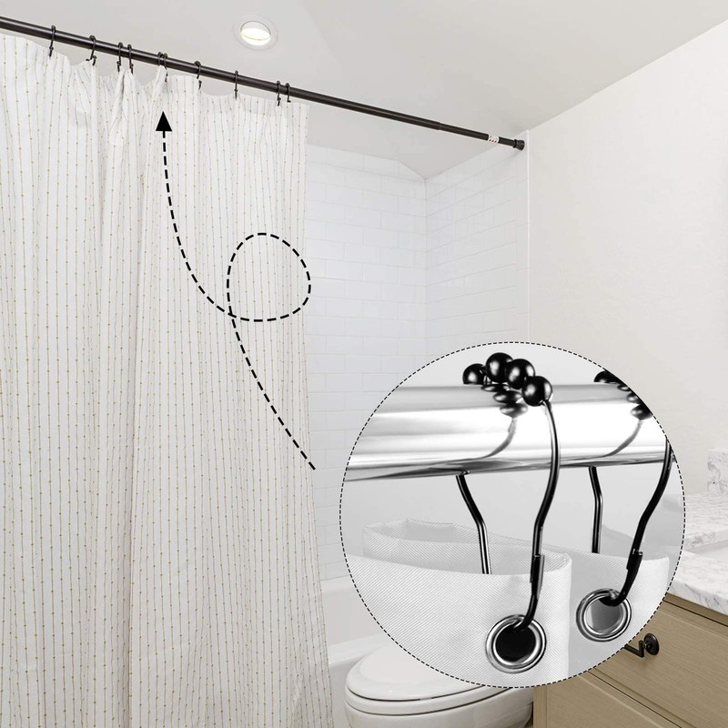 LIHAO 12 x Shower Rings Shower Curtain Hooks Stainless Steel