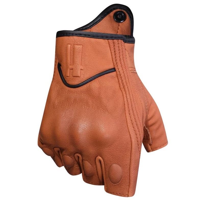 Harssidanzar Mens Gloves Half Finger Goatskin Leather Motorcycle Gloves GM037UK,