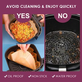 100 Pieces of Air Fryer Liners Dsiposable, Non-stick Parchment Paper for Air Fryer, Air Fryer Paper, Air Fyer Disposable Paper Liners, Waterproof Baking Paper, Includes Silicon Brush