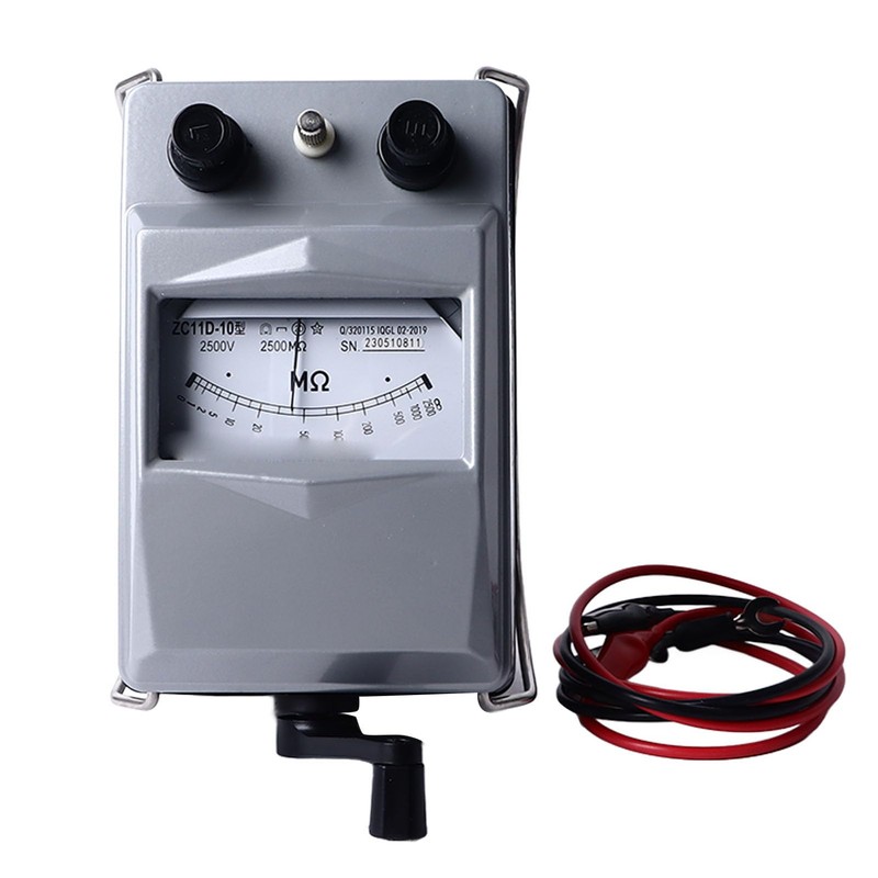 2500V Insulation Tester Hand Crank Ground Ohm Meter Aluminum Case