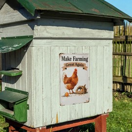Funny Chicken Coop Signs and Accessories, Make Farming Great Again, Patriotic Farmhouse Metal Wall Art for Coop Farm Stand Chicken Farm Fresh Butt Nuggets Sign 8×12 Inch (white chicken coop)