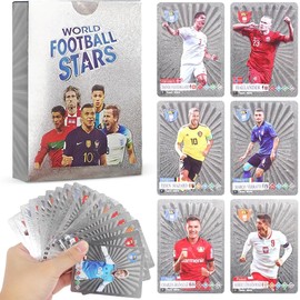 2025 Football Cards, 55Pcs Football Star Cards, Sports Gold Foil Collectible Card Soccer Star Euro Card for Children's Birthday - Silvery