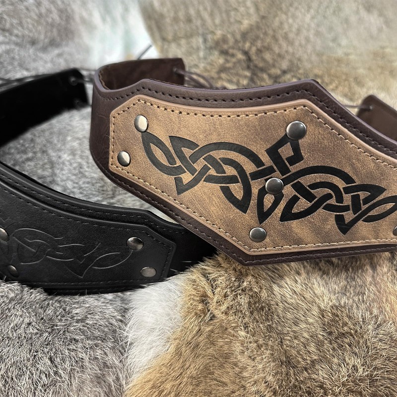 HOEACXY Medieval Renaissance Accessories Faux Leather Viking Headpiece Costume Leather