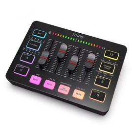 zmart FIFINE Gaming Audio Mixer, RGB Audio Mixer, XLR Microphone Interface, Podcast, Streaming, AmpliGame, SC3 Distribution, Audio Interface, 4 Channels, USB Audio, Multi-Channel Audio, Japanese
