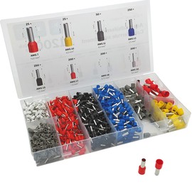 KabelDirekt 1200 Piece Ferrules Set - Insulated Sleeves for Cable Cross-Sections from 0.5-10mm2 Colour Coded Protective Collar (DIN 46228) - Firm, Splice-Free Connection for Cable Ends