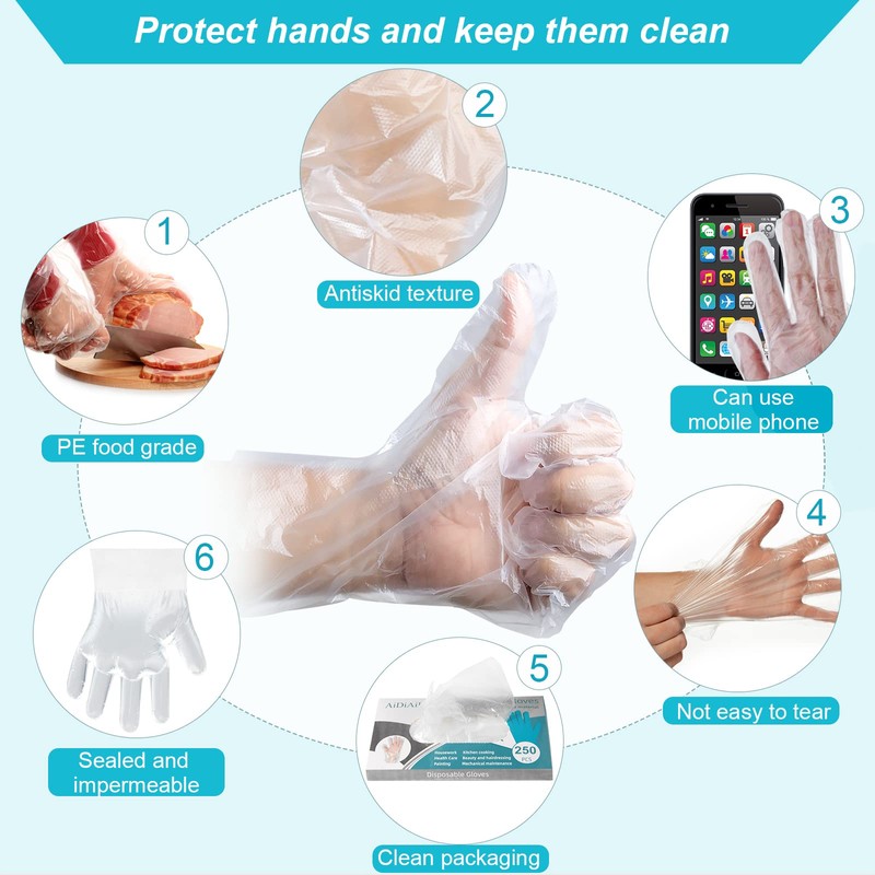 AiDiAiLa 800PCS Disposable Plastic Gloves For Isolating Bacterial Stains That