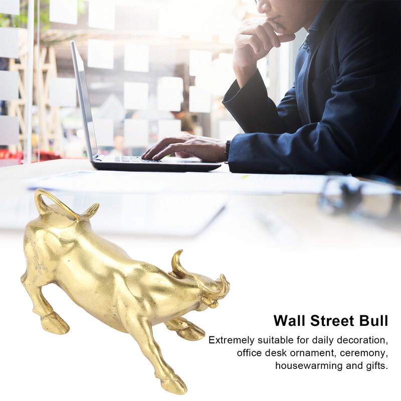 Wall Street Copper Bull Brass Animal Statue Artwork Desktop Decoration