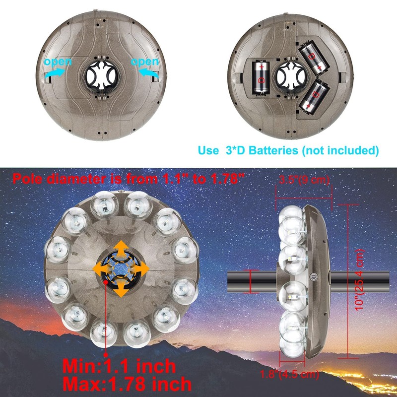 BIGMONAT Battery Operated Hanging Lights Outdoor Patio Umbrella Light RF