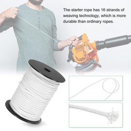 M METERXITY Recoil Starter Rope Pull Cord 3mm 30m Pull Starter Rope Nylon Pull Cord Pull Starter Rope for Mower/Chainsaw/Trimmer/Brush Cutter [White]