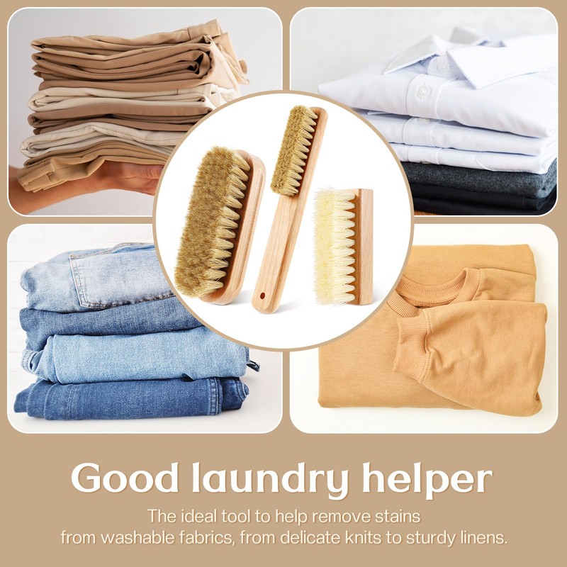 3 Pcs Wood Laundry Stain Brush Stain Remover Brushes with