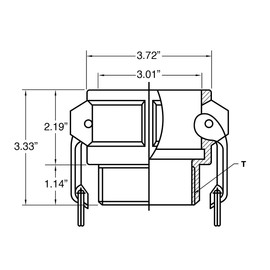 Gloxco Aluminum Type D Cam and Groove Hose Fitting, 2-1/2" Female Camlock x 2-1/2" Female NPT (CAM-25-D-AL)