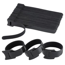 QZKJQDD 50 Stück Klett Kabelbinder Wiederverschließbar, Kabelbinder Klett, kabelbinder wiederverschließbar, Klett Kabelbinder, für Haus Büro Gartena und Kabelmanagement (Black)