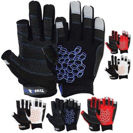 Mrx Boxing & Fitness Sailing Gloves Sticky Palm Gripy Glove Yachting Kayak Dinghy Fishing 2 Cut Finger (Black Large)