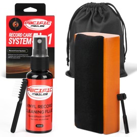 5 in 1 Vinyl Record Cleaning Solution Kit, Includes Soft Velvet Record Brush, Vinyl Cleaning Liquid, Stylus Cleaner & Brush and Carry Pouch