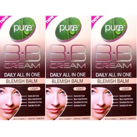 Pure B.B Cream Daily All In One Blemish Balm Light 30ml x 3 Packs