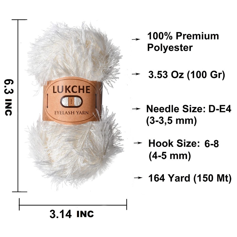 Lukche Eyelash Fun Fur Yarn Premium 100% Polyester 164 Yds