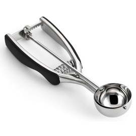 Spring Chef - Cookie Scoop with Trigger Release, Multifunctional Scoop for Melon, Protein Balls, and Meatballs, Stainless Steel Medium Cookie Scoop for 1.7 Tablespoon Cookie Dough, Size #40, Black