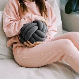 Bearaby Hand-Crafted Knot Pillow Ball - Relieve Stress with Oeko-TEX Certified Organic and Gently Weighted Material - Handcrafted Throw Pillows from Natural Latex Foam (Asteroid Grey, Medium)