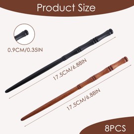 8 Piece Retro Wooden Hair Sticks Set (2 Colours), Bamboo Shape, Hair Holder for Women, Hair Pins for Bun