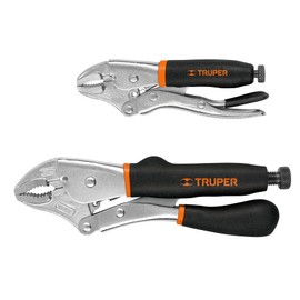 2-Pc Curved Jaw Locking Plier Set Non-Slip Grip 4" & 10"