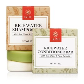 IKIMI Rice Bar Shampoo & Conditioner Set – Hair Growth Shampoo Bar for Thicker Hair, Scalp Regrowth, Hair Loss Care, Natural, Sulfate-Free