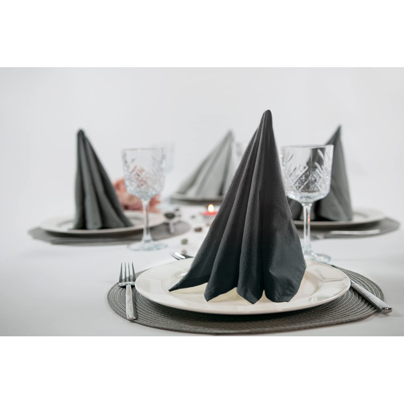 mon bijou® - 6 Pleasantly Soft Fabric Napkins Dark Grey