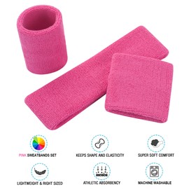 FACATH Striped Sweatband Set Sports Headband Bracelet Set Terry Cloth Wristband Sports Exercise Basketball Wristbands