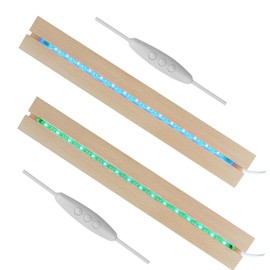 Zzunkn 2PCS 11.81 Inch Rectangle Display Pedestal, Led Lights Display Base, Wooden Lighted Base Stand for Acrylic and Plexiglass, Night LED Light Lamp Base with USB Switch (11.81 inch - Colorful)