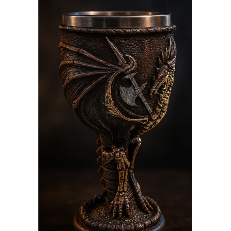 JRose Collections Dragon Skeleton Goblet Chalice – Medieval Gothic Wine