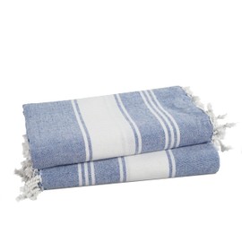 LANE LINEN Turkish Beach Towels, 2 Pack Extra Large Beach Towel, Pre-Washed for Soft Feel, Oversized Sand Free Quick-Dry Pool Towel, Beach Towels for Adults, 39"x71" - Forever Blue