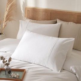 Wondnuga 100% Linen Duvet Cover, Pure French Flax Linen Duvet Cover King, Breathable Soft Comforter Durable Luxury - Float White 3 Pieces (1 Duvet Cover 2 Pillowcases)