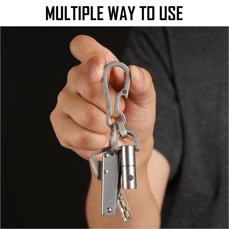 KeyUnity KM01 Titanium EDC Keychain Clip with Bottle Opener, Quick