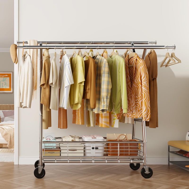 Raybee Heavy Duty Clothes Rack, 630LBS Clothing Rack with Sturdy