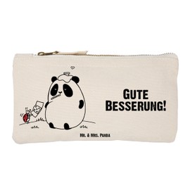 Parent New Mr. & Mrs. Panda L Makeup Bag Easy & Peasy Get Well Soon, White, Hand drawn