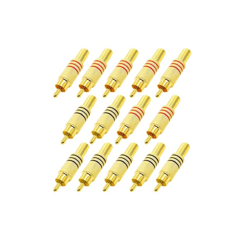 BRIEFCEC Gold Plated RCA Connectors, Male RCA Audio-Video Adapters for