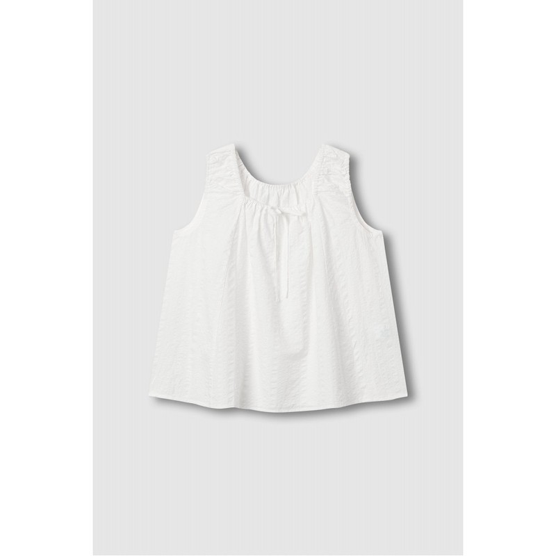 JAJU [JAJU] Women's Soft Seersucker Sleeveless Pajama Shirt_White