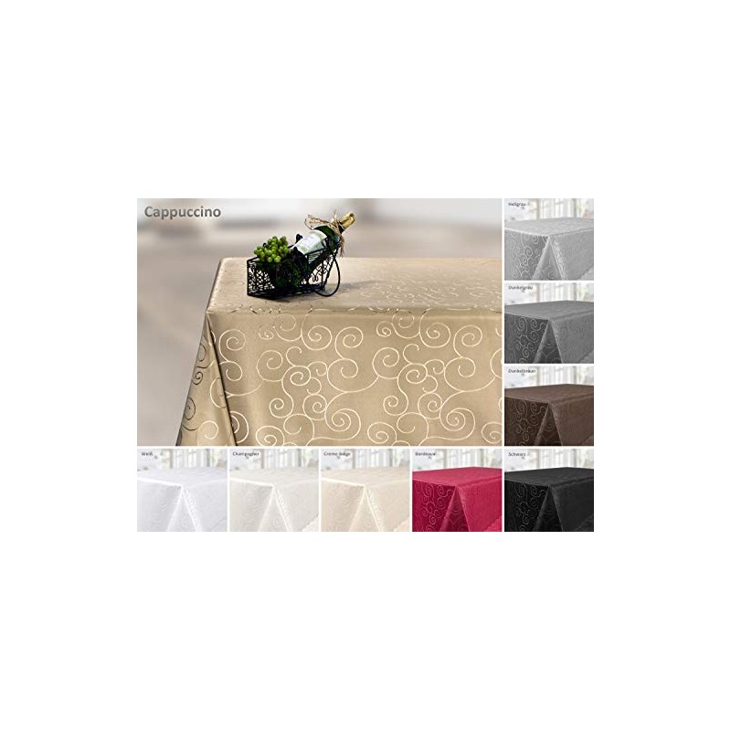 Tablecloth Ornamental Circles Pattern, Damask Fabric Non-Iron, Rectangular 130 x