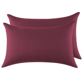 Set of 2 Cushion Covers, 100% Cotton, 50 x 70 cm, 2 Pieces, Super Soft Premium Jersey Pillowcase, Burgundy Cushion Cover